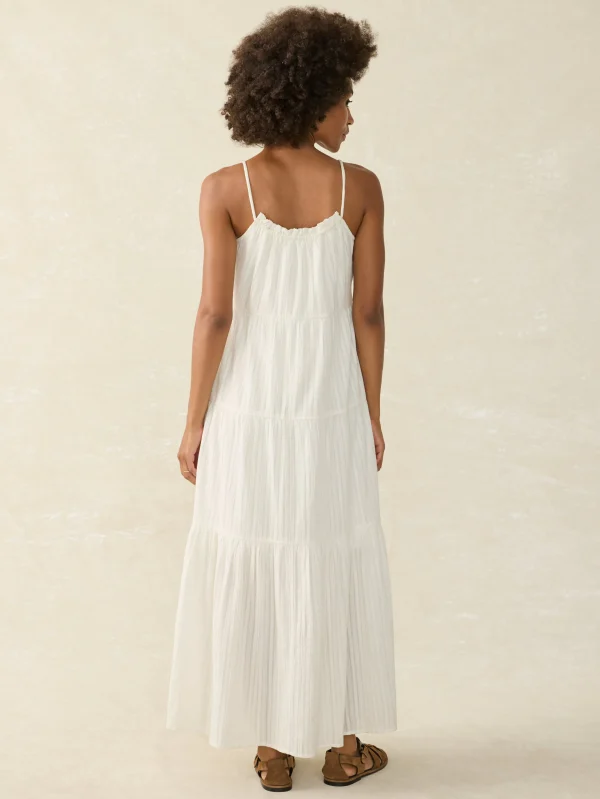 Silk Blend Sun Chaser Maxi Dress - Egret Dobby