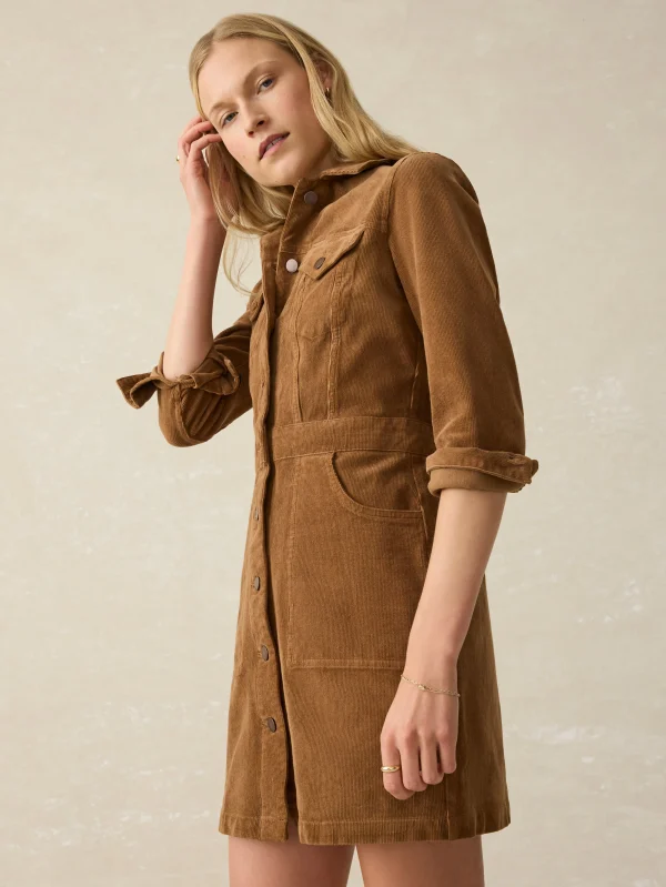 Softstretch Cord Michelle Dress - Cord Brown