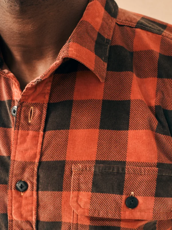 Stretch Corduroy Work Shirt - Cherry Charcoal Buffalo