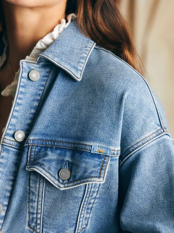 Stretch Terry Trucker Jacket - Mid Wash