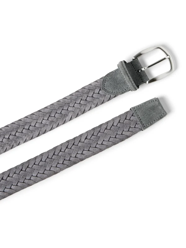 Suede Woven Belt - Grey