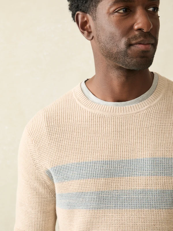 Sunwashed Crewneck Sweater - Dune Natural Surf Stripe