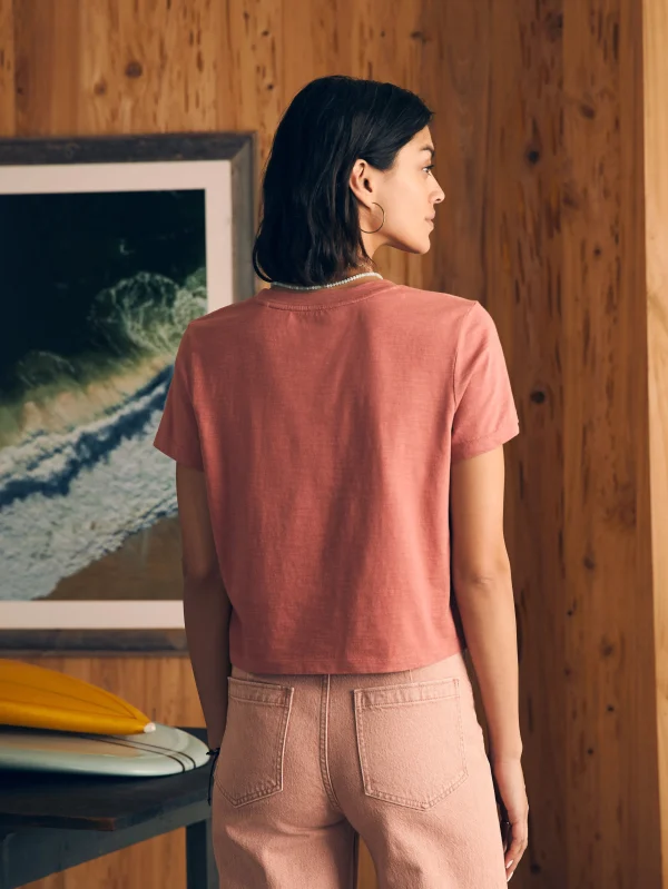 Sunwashed Cropped Crew Tee - Kelly Pink