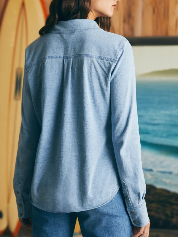 Sunwashed Knit Shirt - Light Indigo Wash