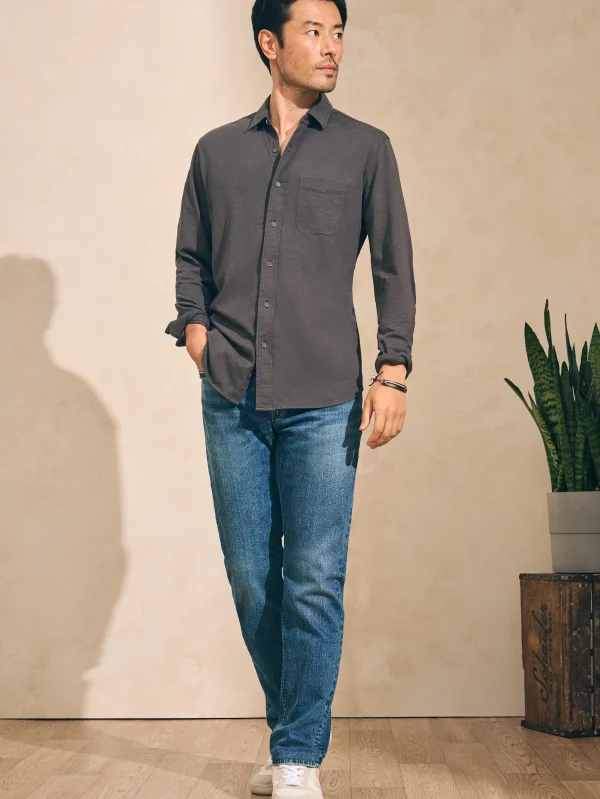 Sunwashed Knit Shirt (Single Pocket) (Tall) - Washed Black