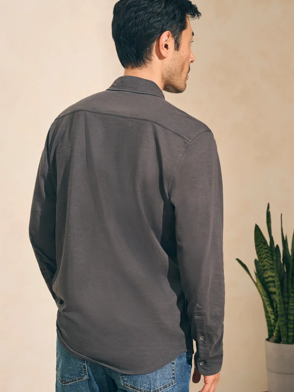 Sunwashed Knit Shirt (Single Pocket) (Tall) - Washed Black