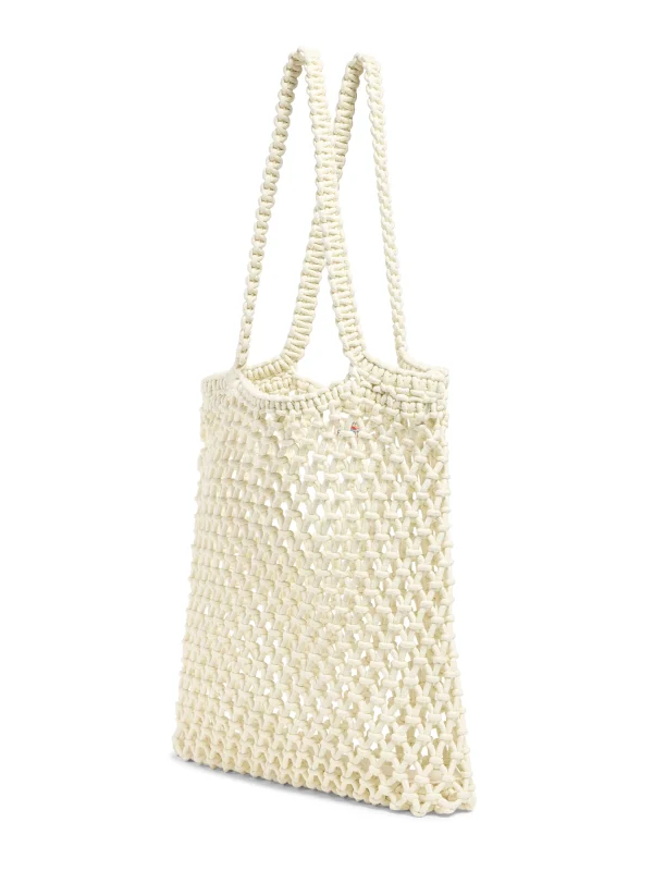 Sunwashed Macrame Tote - Cream