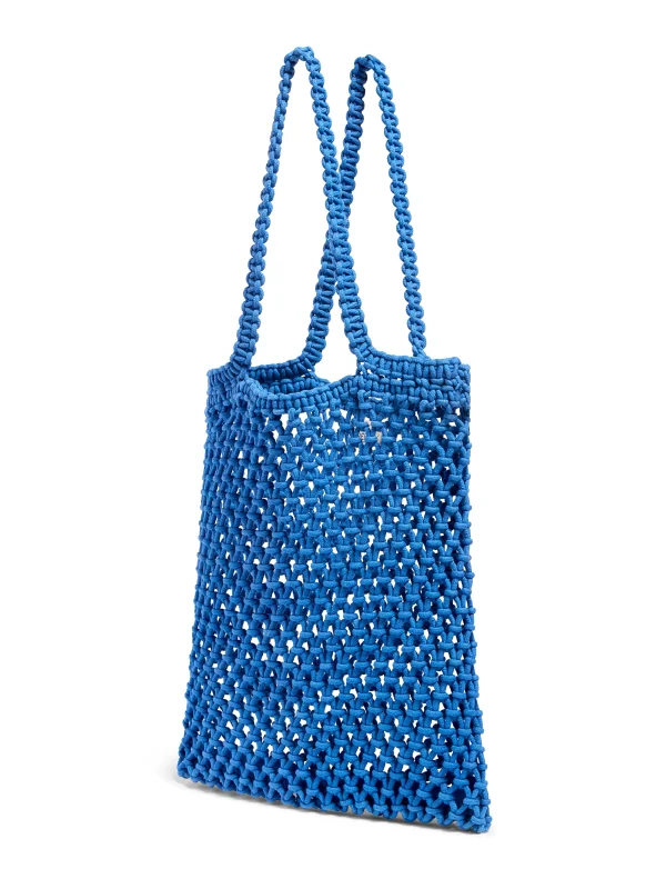 Sunwashed Macrame Tote - Strong Blue