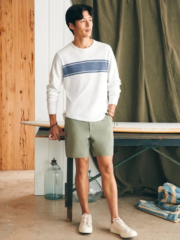 Sunwashed Slub Crew - White Surf Stripe