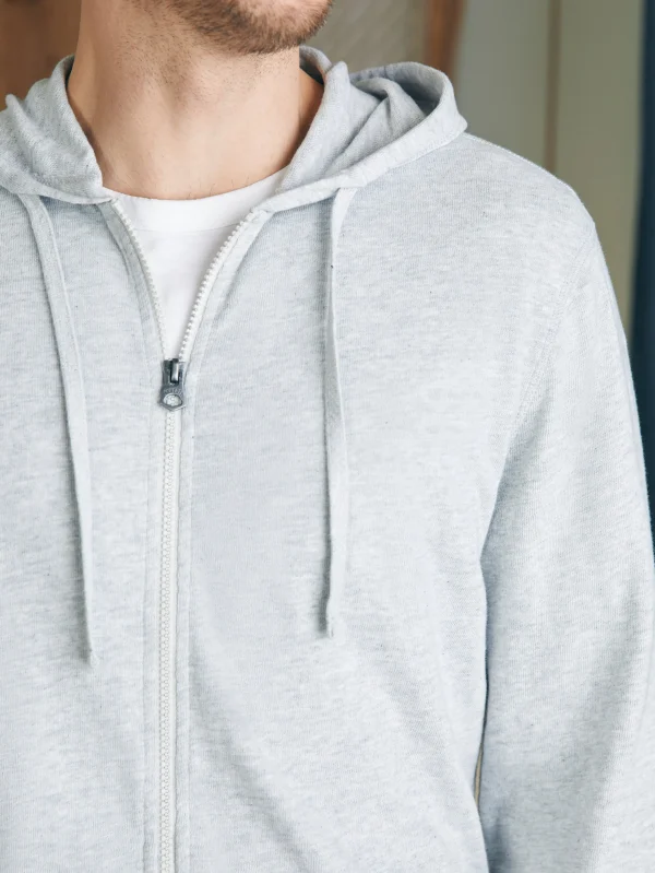 Sunwashed Slub Zip Hoodie - Light Grey Heather