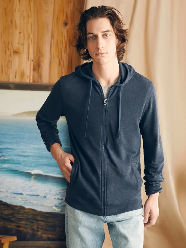 Sunwashed Slub Zip Hoodie - Blue Nights