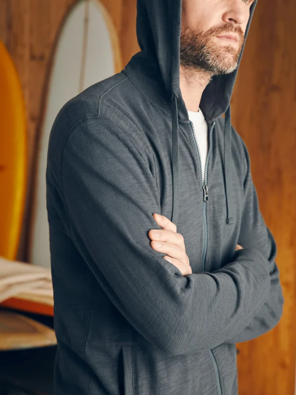 Sunwashed Slub Zip Hoodie - Graphite