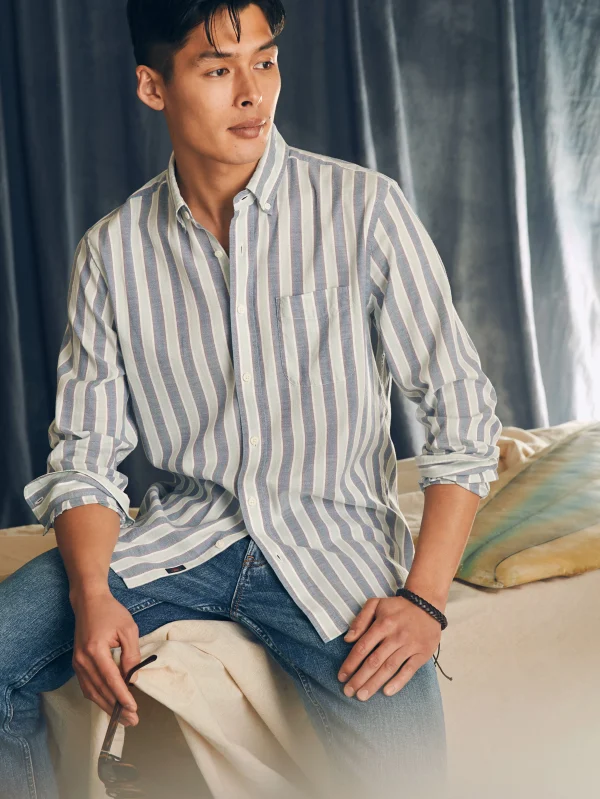 Supima Oxford Shirt - Coastal Skies Stripe