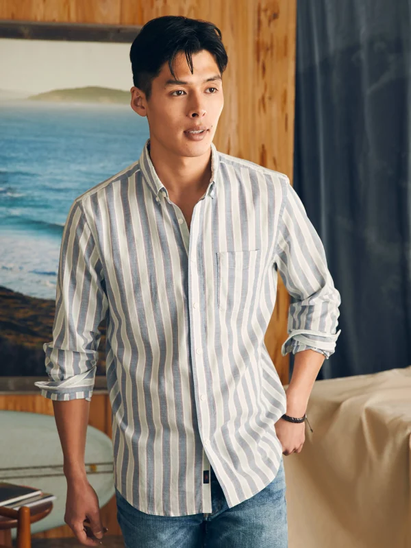 Supima Oxford Shirt - Coastal Skies Stripe