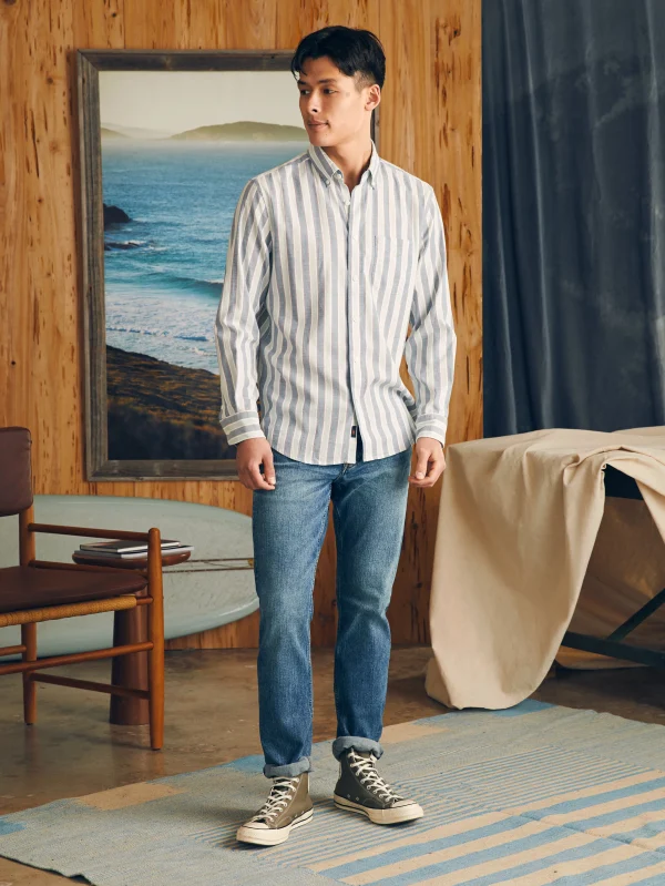 Supima Oxford Shirt - Coastal Skies Stripe