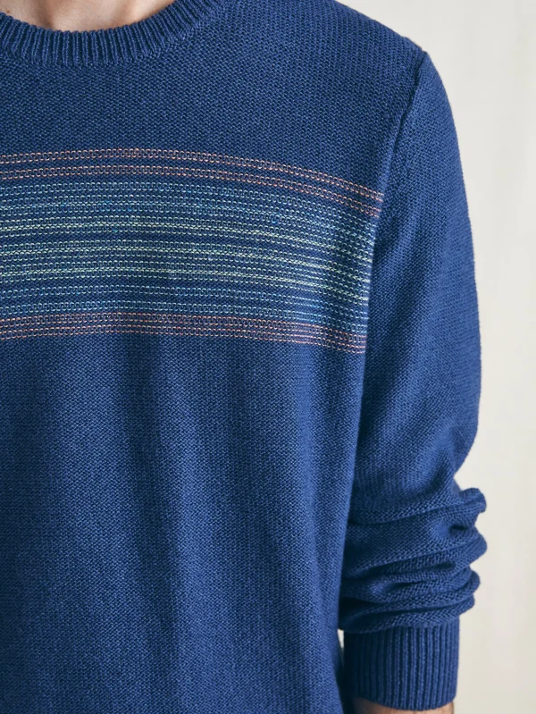 Surf Stripe Crew Sweater - Navy Sea Sunset