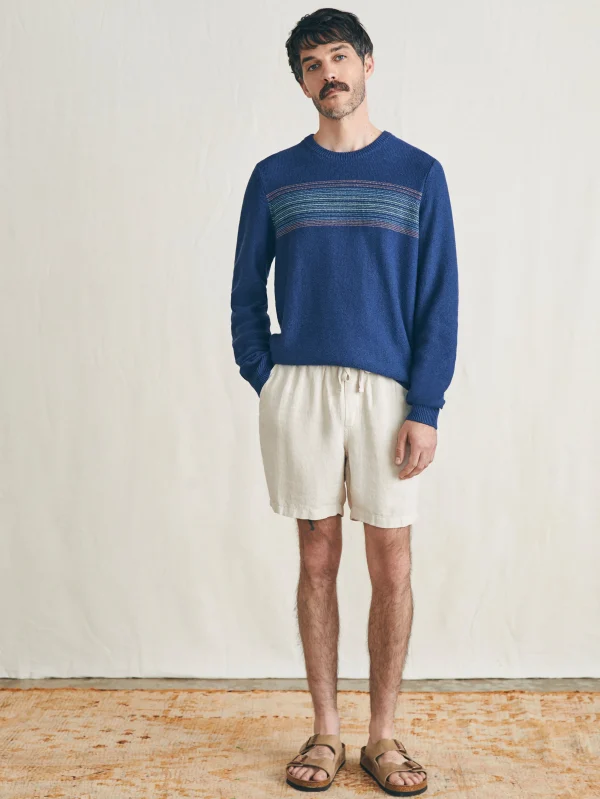 Surf Stripe Crew Sweater - Navy Sea Sunset