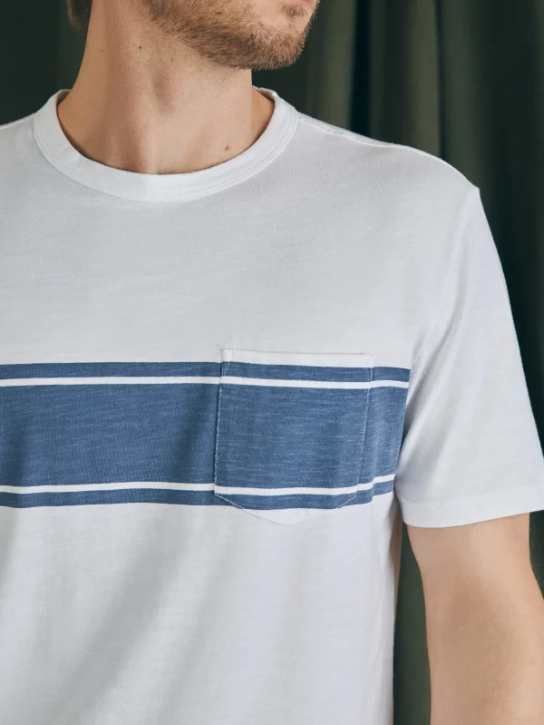 Surf Stripe Sunwashed Pocket Tee - White