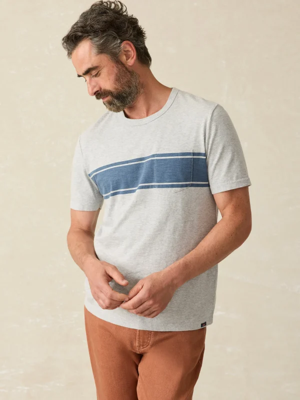 Surf Stripe Sunwashed Pocket Tee - Heather Grey