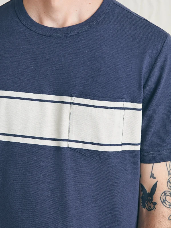 Surf Stripe Sunwashed Pocket Tee - Dune Navy