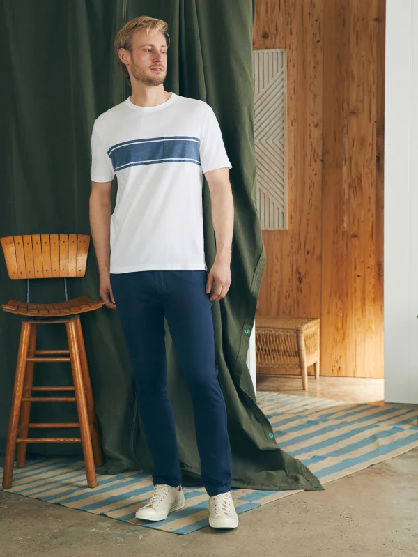 Surf Stripe Sunwashed Pocket Tee - White