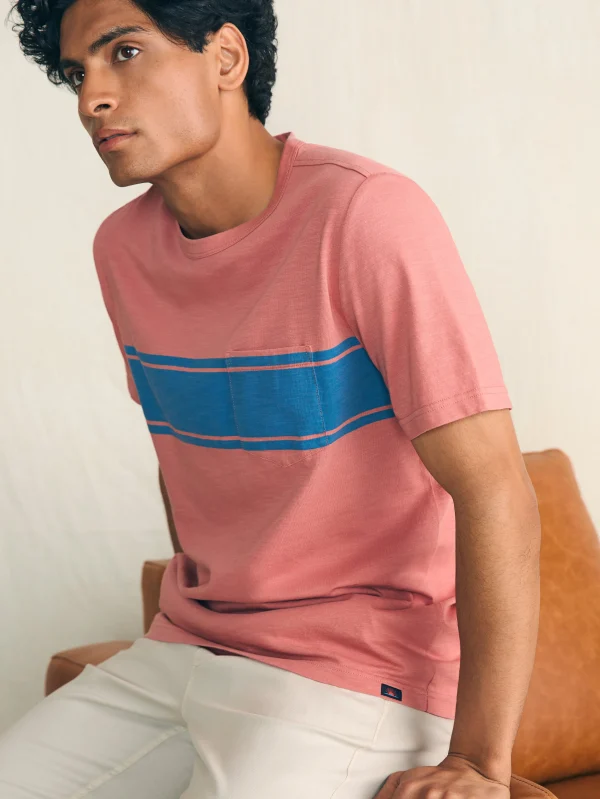 Surf Stripe Sunwashed Pocket Tee - Faded Flag