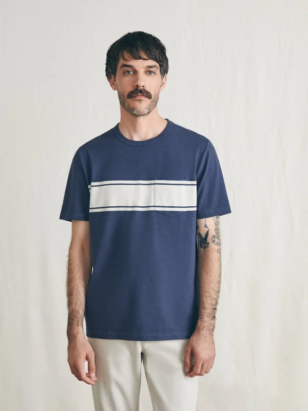 Surf Stripe Sunwashed Pocket Tee - Dune Navy