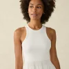 Tropical Cotton Ribbed Tank Dress - Bright White