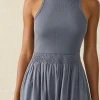 Tropical Cotton Ribbed Tank Dress - Folkstone Grey