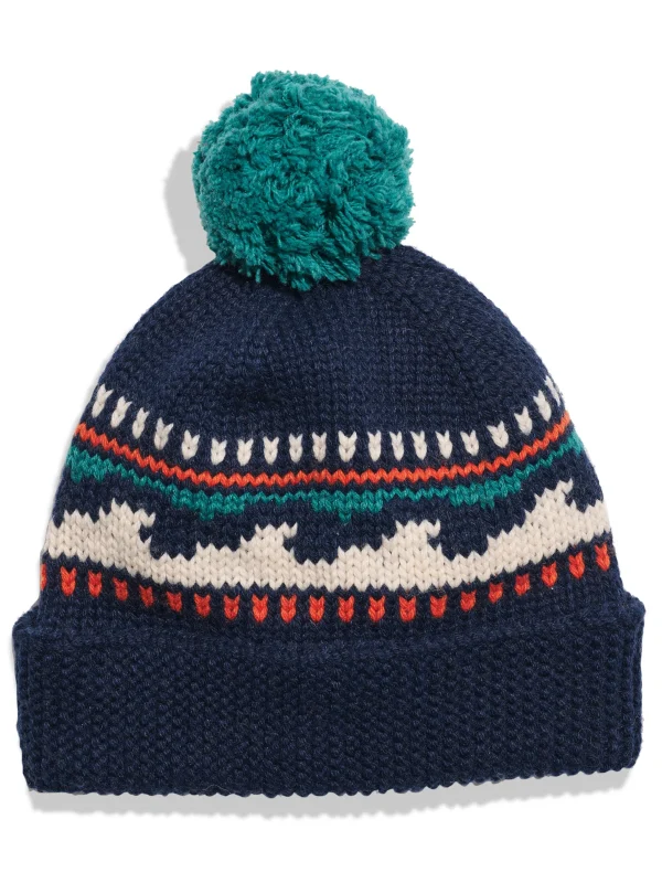 Waves Pom Beanie - Navy