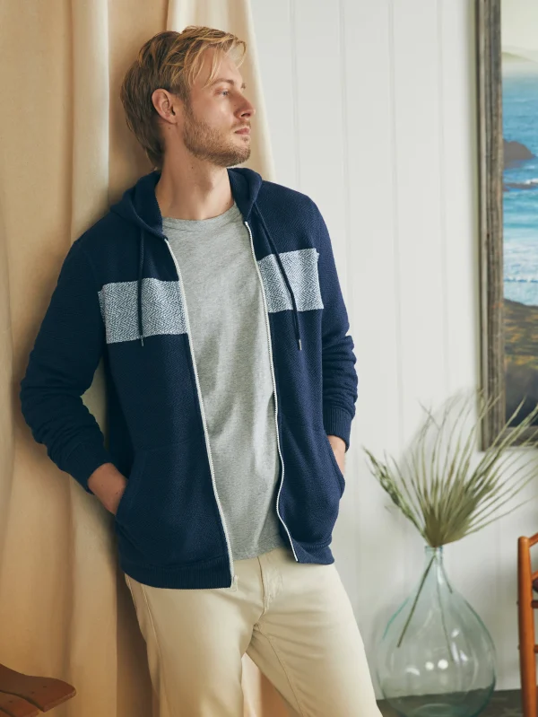 Whitewater Full Zip Hoodie - Blue Nights Surf Stripe