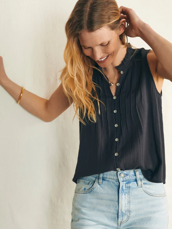 Willa Sleeveless Top - Washed Black