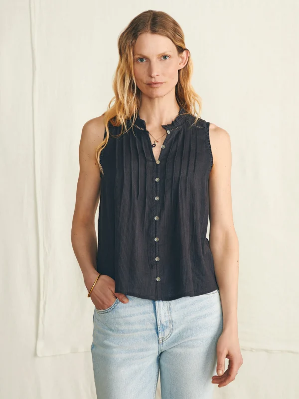 Willa Sleeveless Top - Washed Black